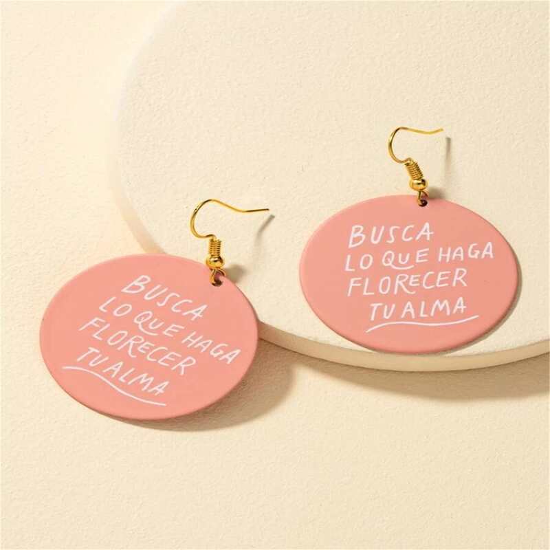 

Letter Drop Earrings, Pink