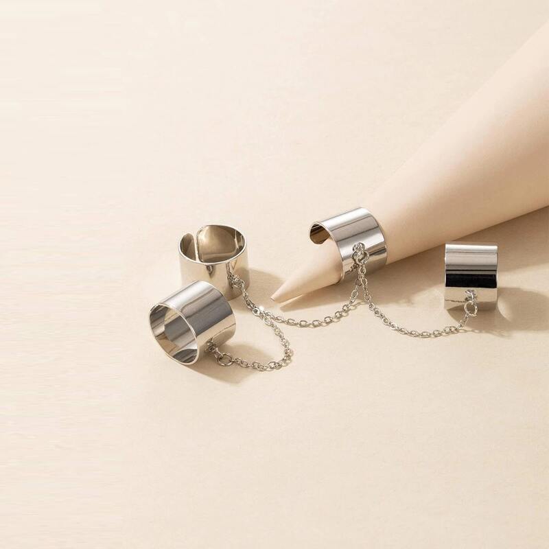 

4pcs Chain Linked Ring, Silver