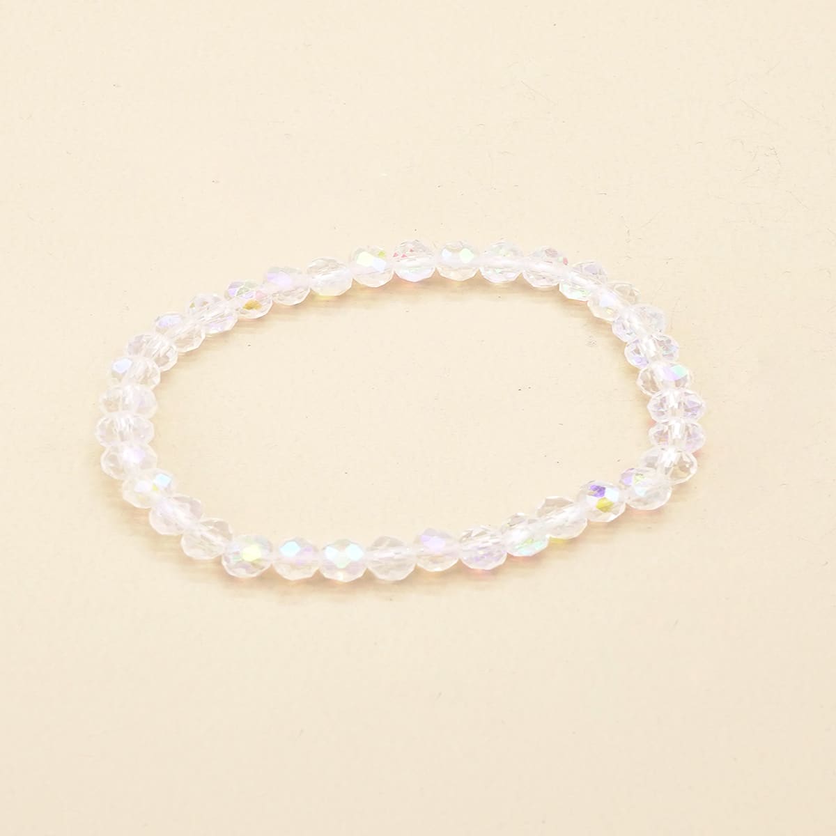 

1pc Geometric Crystal Beaded Bracelet, Clear
