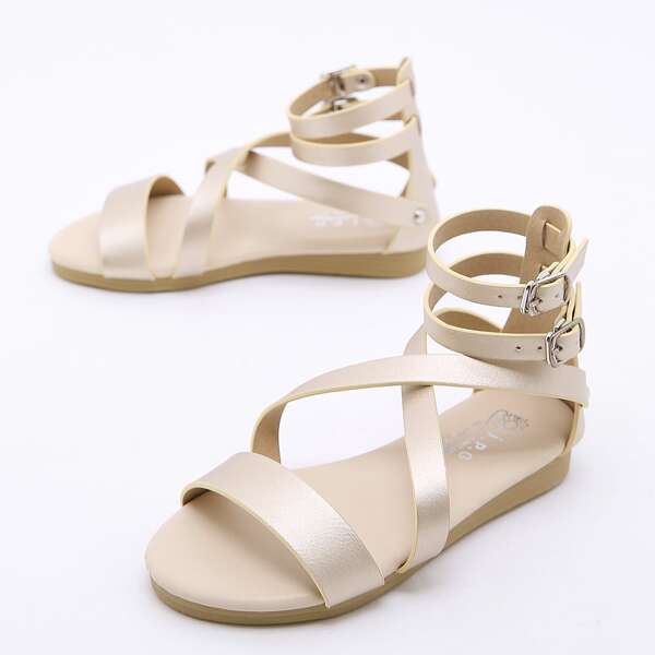 

Toddler Girls Cross Strap Sandals, Beige