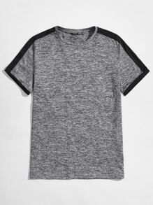Manfinity VCAY Hombres Camiseta de color combinado tejido jaspeado - Gris - Ver 1