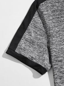Manfinity VCAY Hombres Camiseta de color combinado tejido jaspeado - Gris - Ver 3