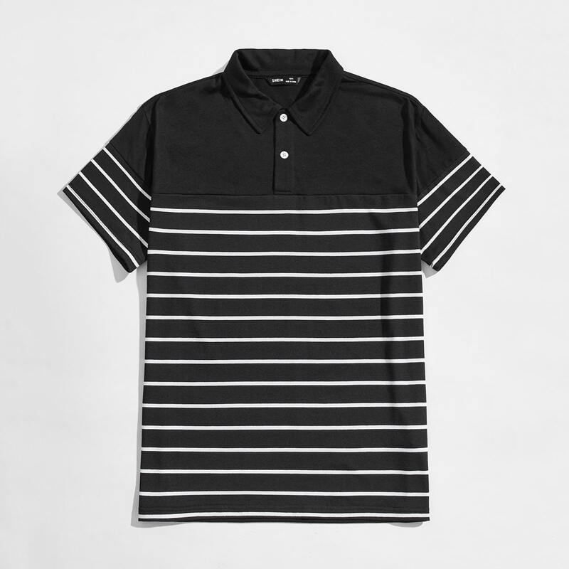 

Guys Striped Polo Shirt, Black and white