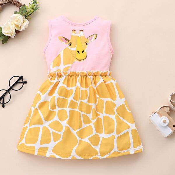 

Toddler Girls Cartoon Giraffe Frill A-line Dress, Multicolor