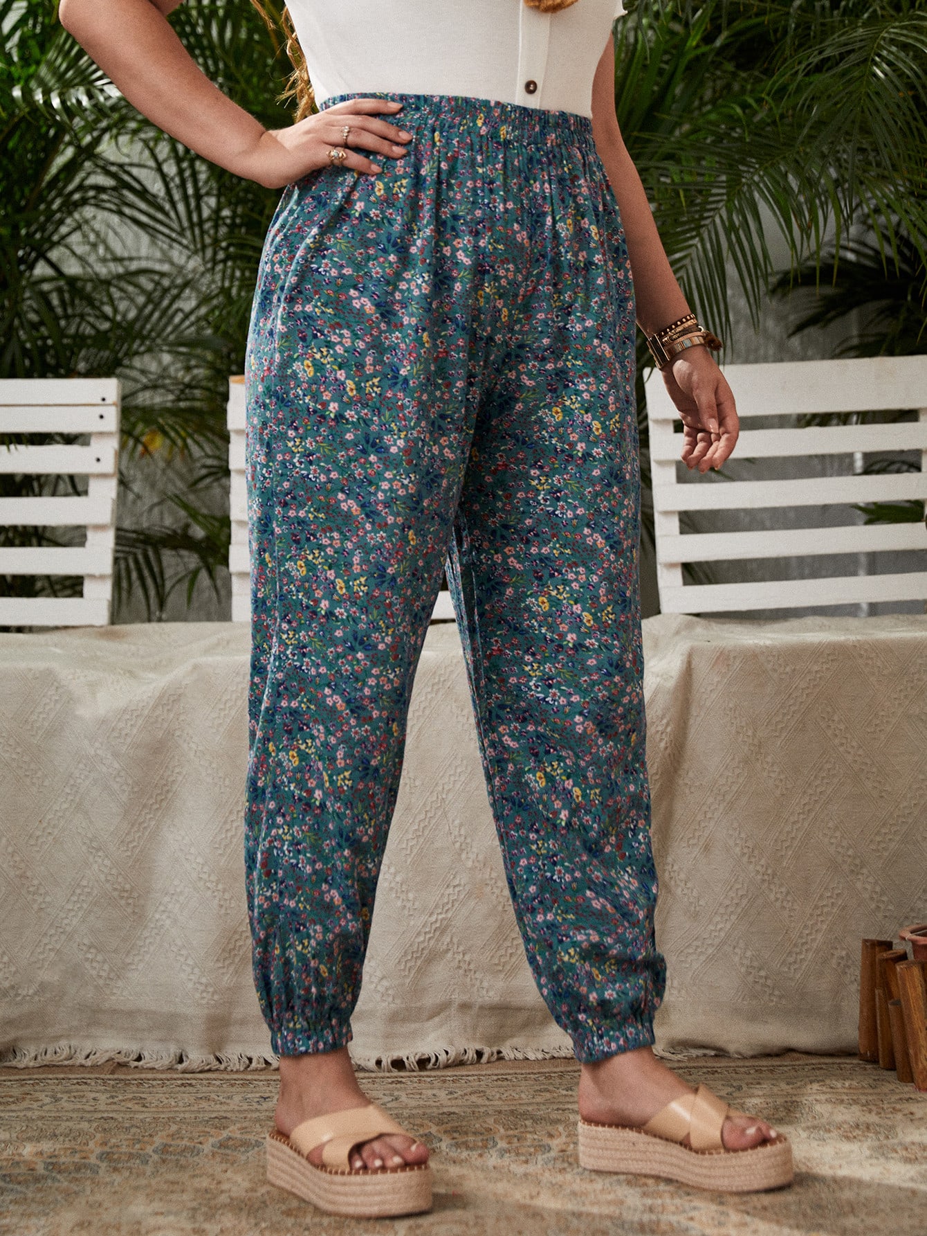 Pantalones Deportivos De Margarita Estampado Floral Mujeres Pantalones Deportivos De Margarita Estampado Floral Mujeres