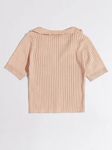 Solid Ribbed Knit Top - Baby Pink - View 2