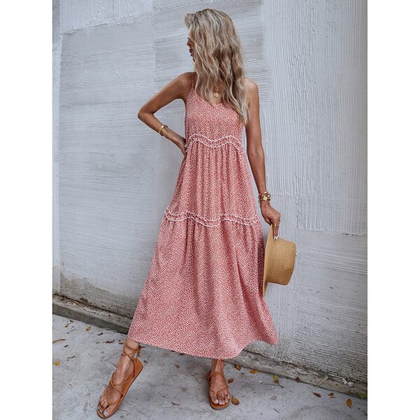 

Allover Print Frill Trim Cami Dress, Dusty pink