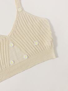 Plus Floral Patched Ribbed Knit Top - Beige - View 4