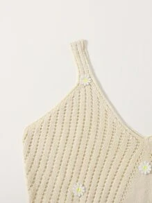 Plus Floral Patched Ribbed Knit Top - Beige - View 5