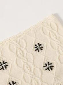 SHEIN Unity Plus Pearls Beaded Knit Crop Tube Top - Beige - View 4