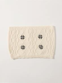 SHEIN Unity Plus Pearls Beaded Knit Crop Tube Top - Beige - View 5