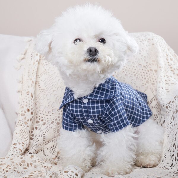 

Plaid Pattern Pet Shirt, Navy blue