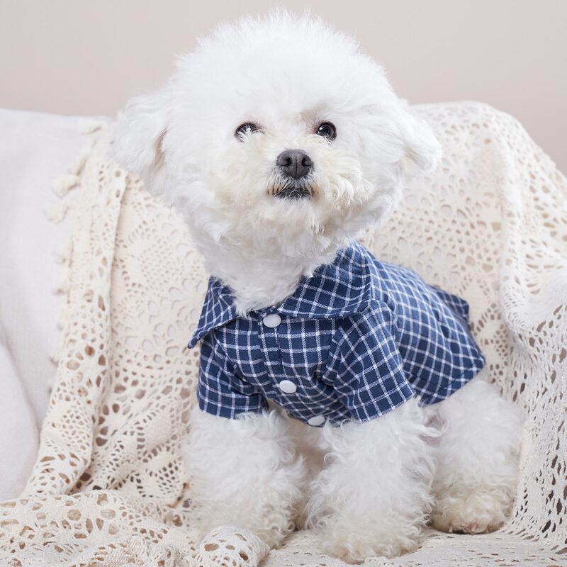 

Plaid Pattern Pet Shirt, Navy blue