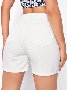 Quần short Denim màu trơn - trắng - Xem 2