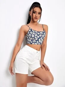 Quần short Denim màu trơn - trắng - Xem 4