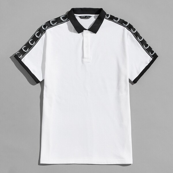

Men Graphic Print Polo Shirt, White
