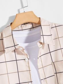 Manfinity Men Plaid Button Up Pocket Shirt - Khaki - View 3