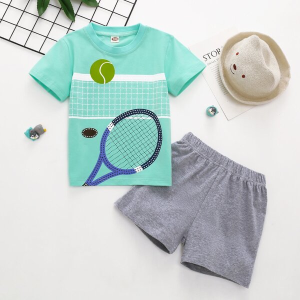 

Toddler Boys Tennis Print Tee With Track Shorts, Multicolor