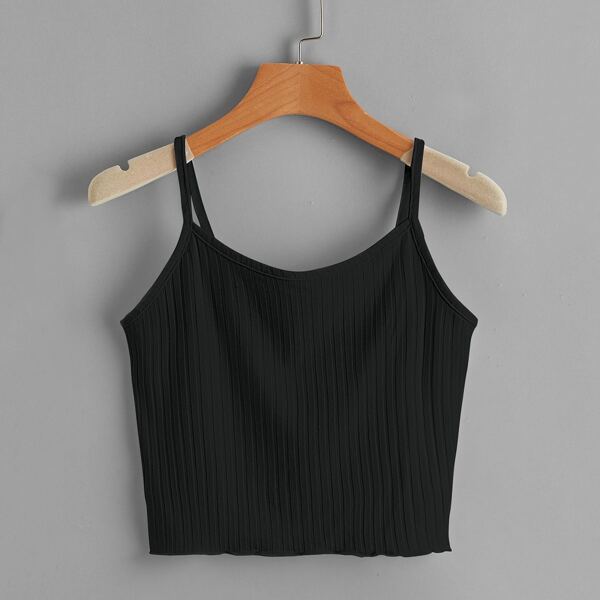 

Plus Solid Crop Cami Top, Black
