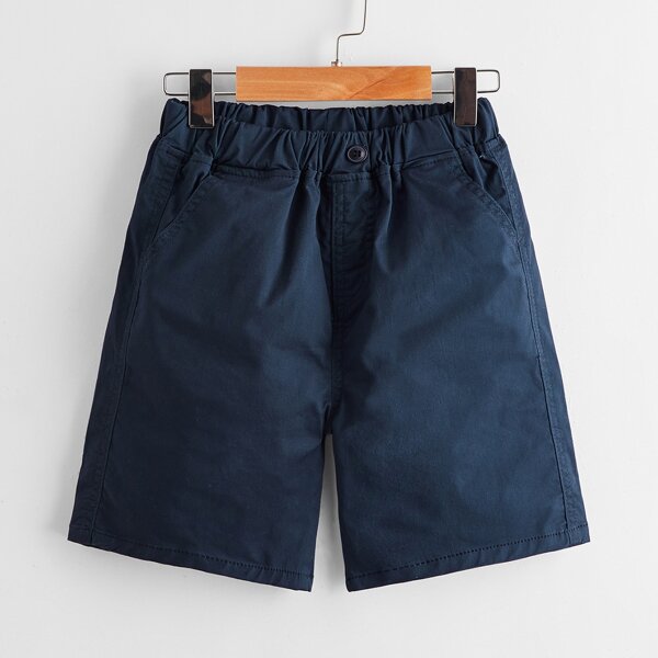 

Toddler Boys Solid Elastic Waist Bermuda Shorts, Navy blue