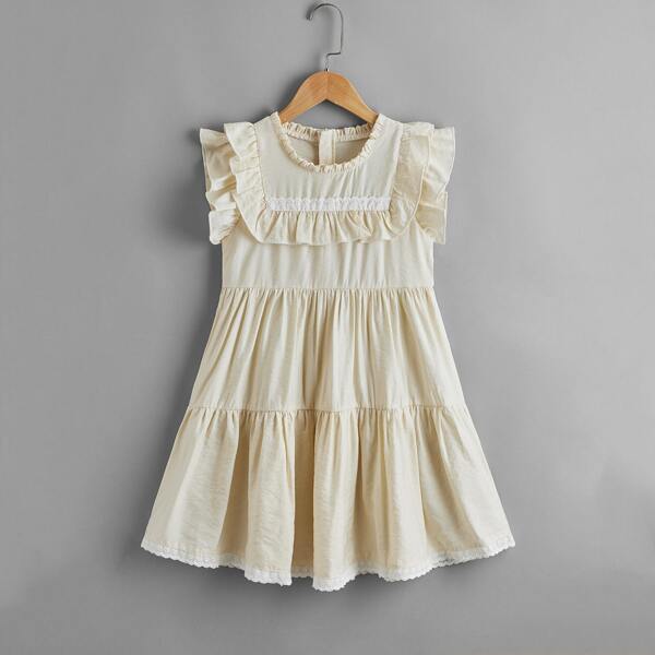 

Girls Ruffle Trim Smock Dress, Apricot