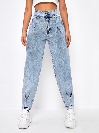 Jeans Boutons Unicolore