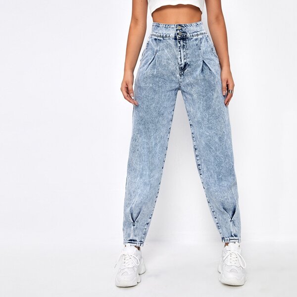 

High Waist Jogger Jeans, Light wash