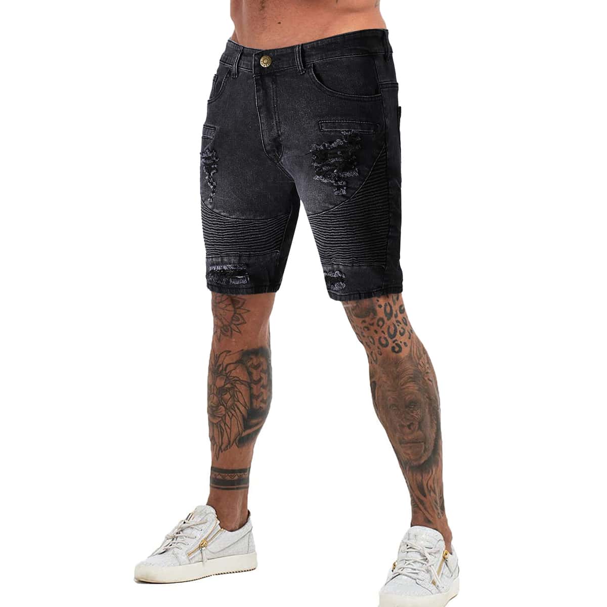 

Guys Ribbed Denim Shorts, Dark grey