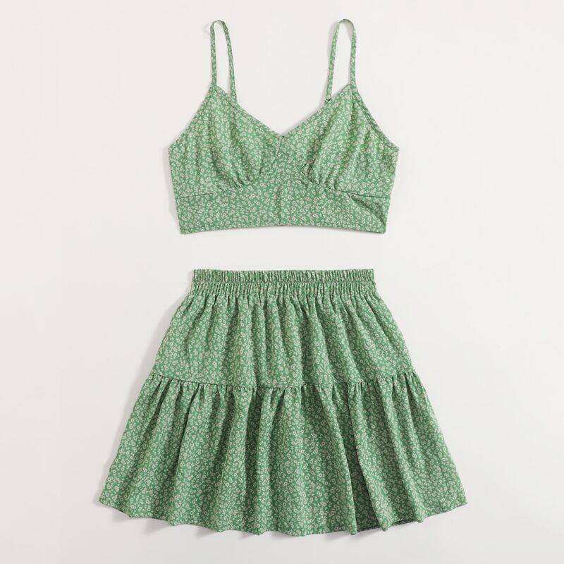 

Ditsy Floral Cami & Skirt, Green