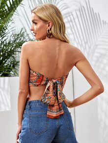 Soleia Floral Tie Back Tube Top - Multicolor - View 2