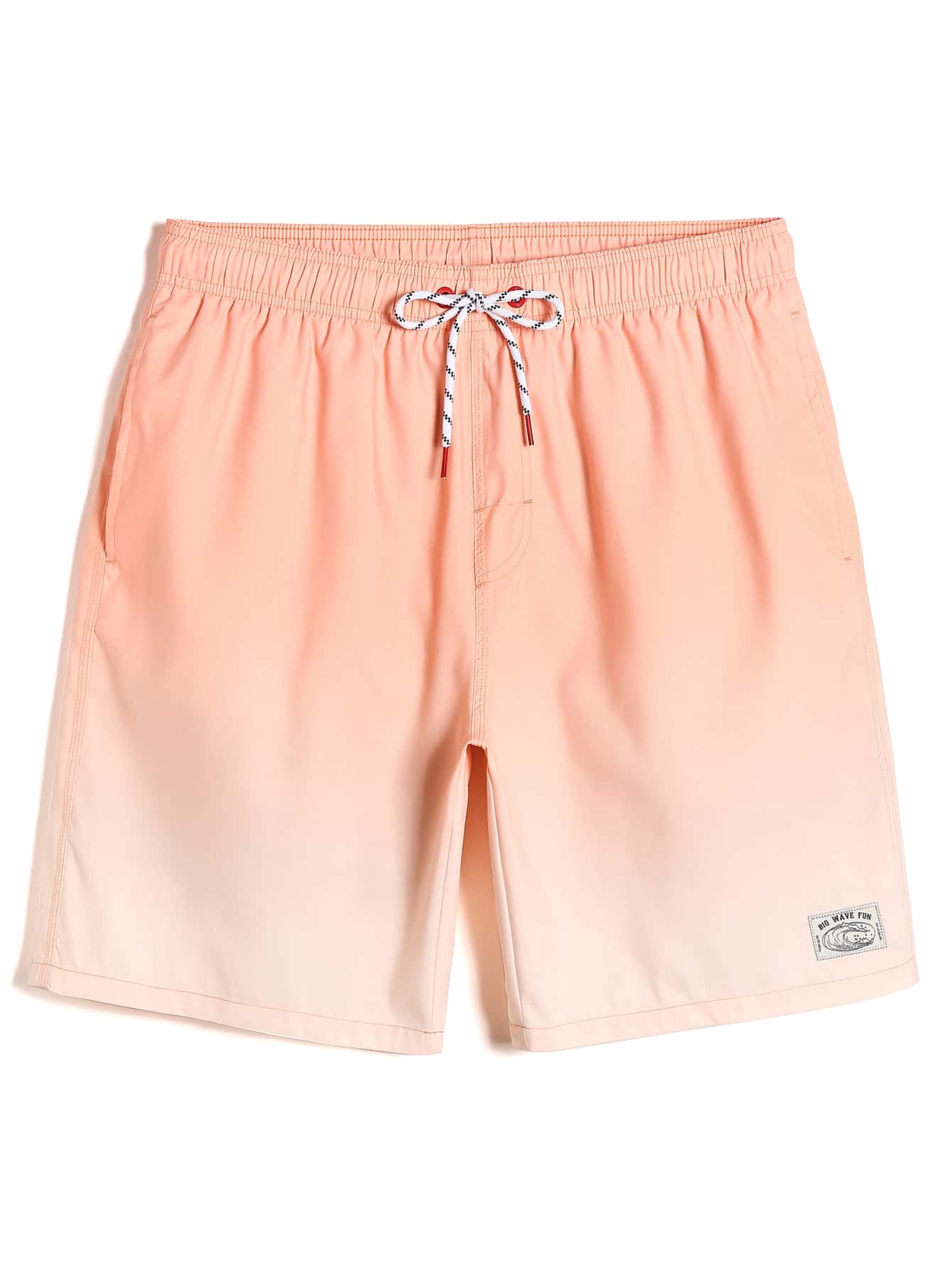 Manfinity Shorts de natación de hombres con cordón de ombré - Naranja Coral - Ver 1