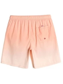 Manfinity Shorts de natación de hombres con cordón de ombré - Naranja Coral - Ver 2