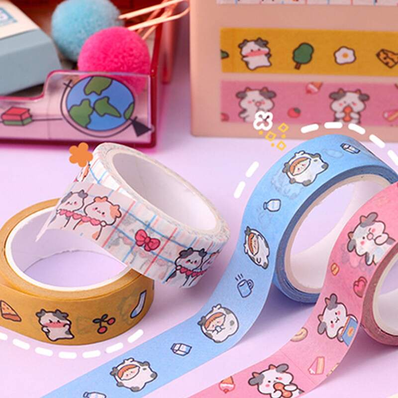 

1roll Cartoon Cow Print Random Decorative Tape, Multicolor