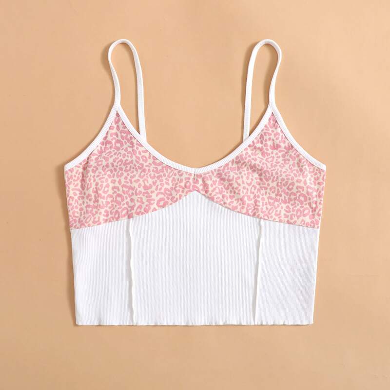 

Contrast Leopard Crop Cami, Multicolor