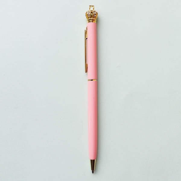 

1pc Crown Design Ballpoint Pen, Pink