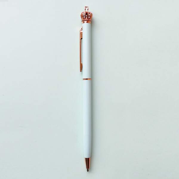 

1pc Crown Design Ballpoint Pen, Blue