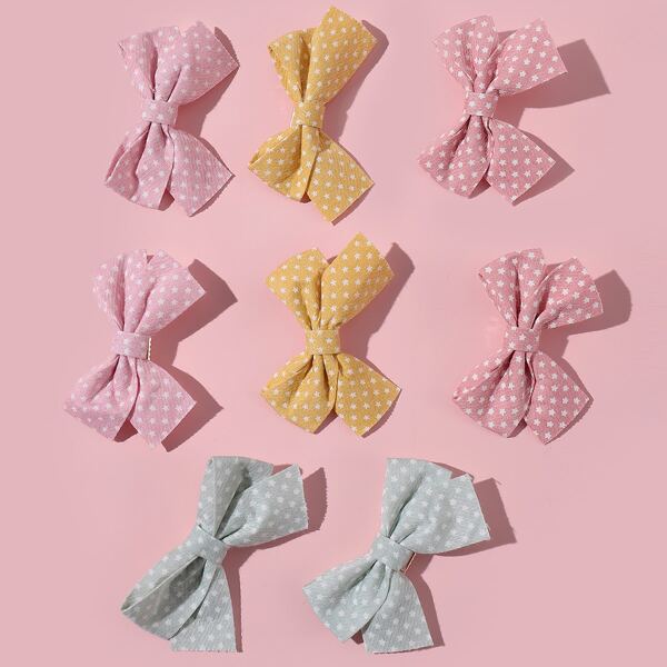 

8pcs Girls Bow Knot Hair Clip, Multicolor