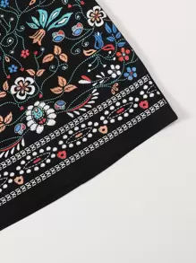 SHEIN VCAY Zipper Back Floral Embroidered Boho Skirt - Multicolor - View 4