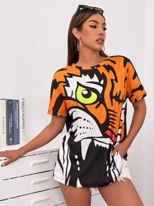 SHEIN 老虎圖案T恤 - 彩色 - 查看 4