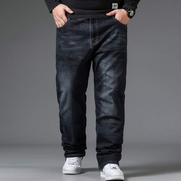 

Men Slant Pocket Washed Jeans, Dark wash