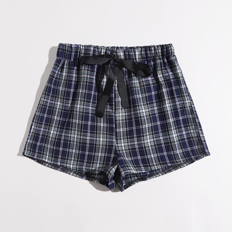 

Plaid Tie Front Shorts, Multicolor