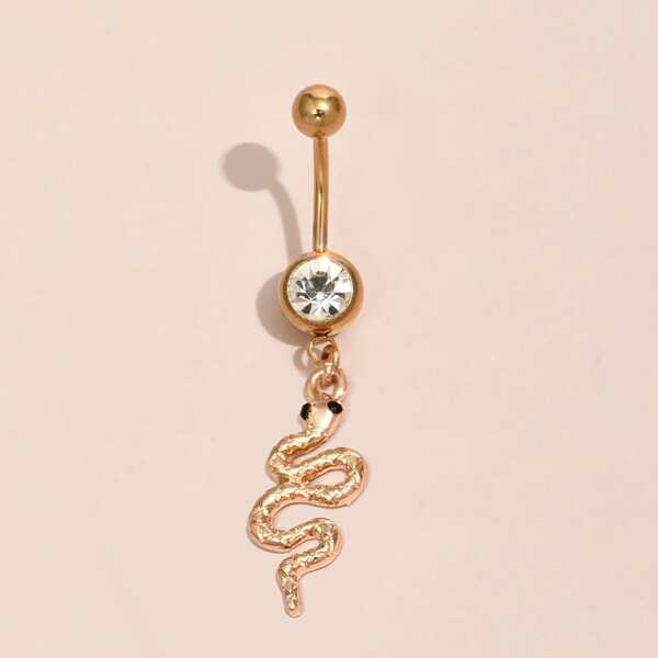 

Rhinestone Decor Belly Ring, Gold
