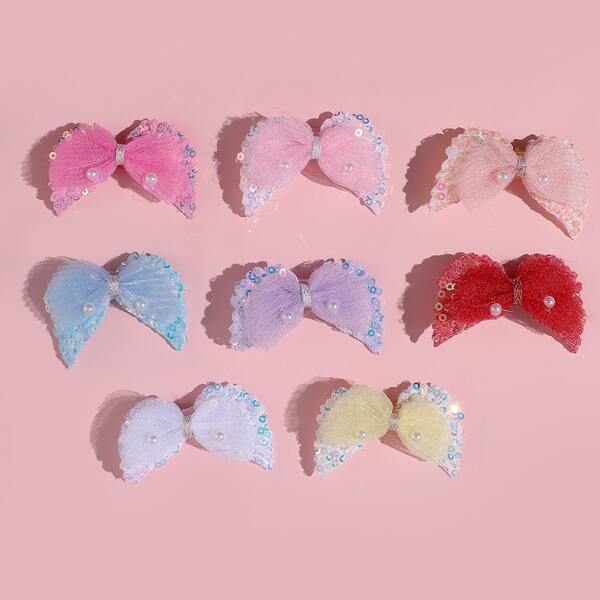 

8pcs Girls Faux Pearl Decor Hair Clip, Multicolor
