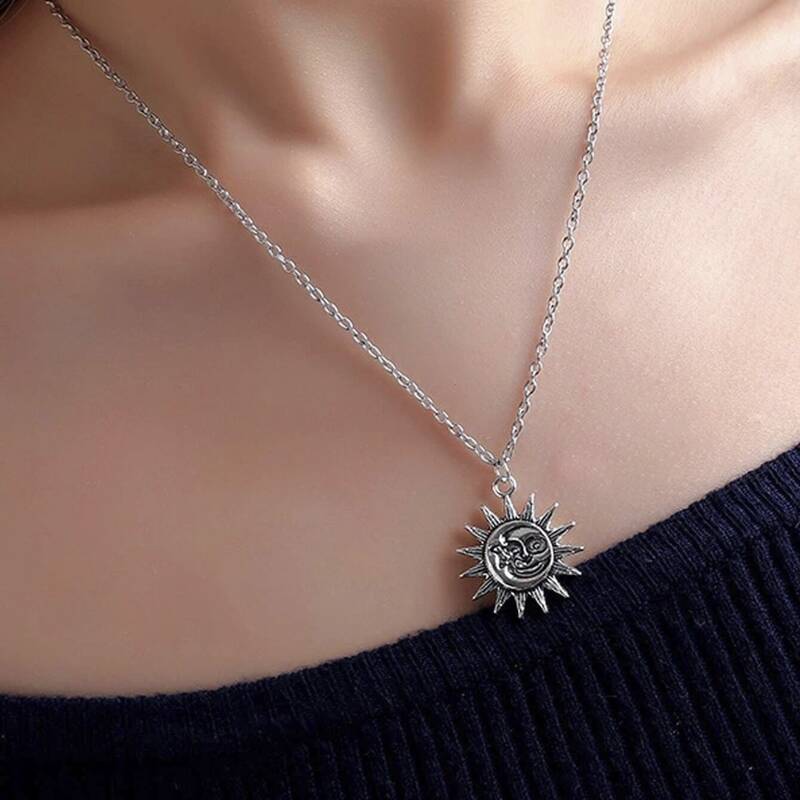 

Sun Pendant Necklace, Silver