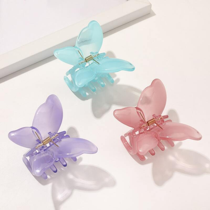 

3pcs Butterfly Design Hair Claw, Multicolor