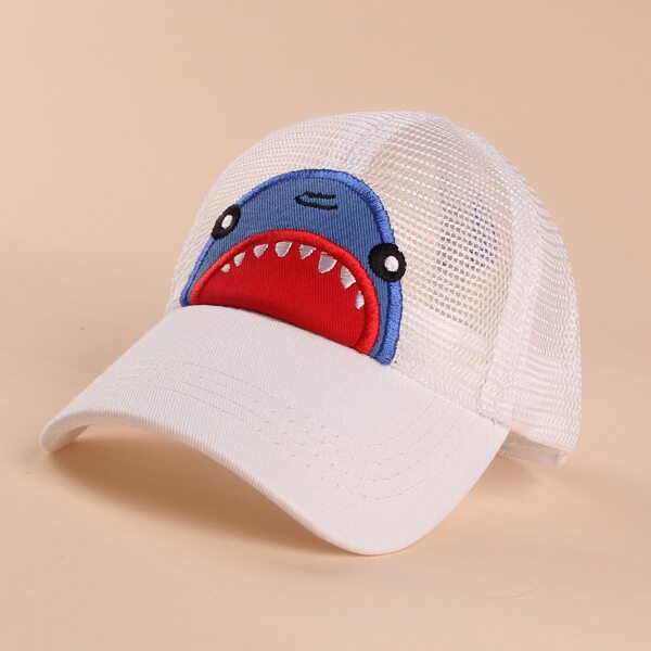 

Toddler Boys Cartoon Embroidered Baseball Cap, White