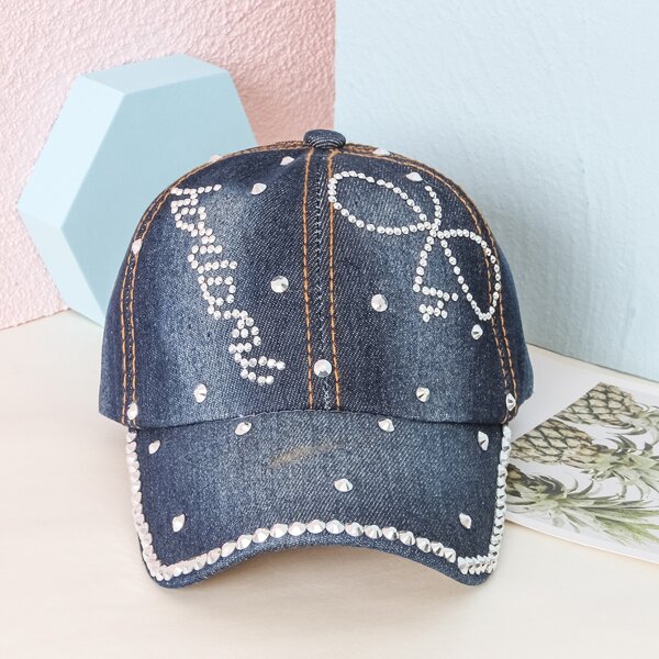 

Rhinestone Decor Baseball Cap, Blue