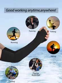 1pair Solid Sun Protection Sleeves Halloween - Black - View 5