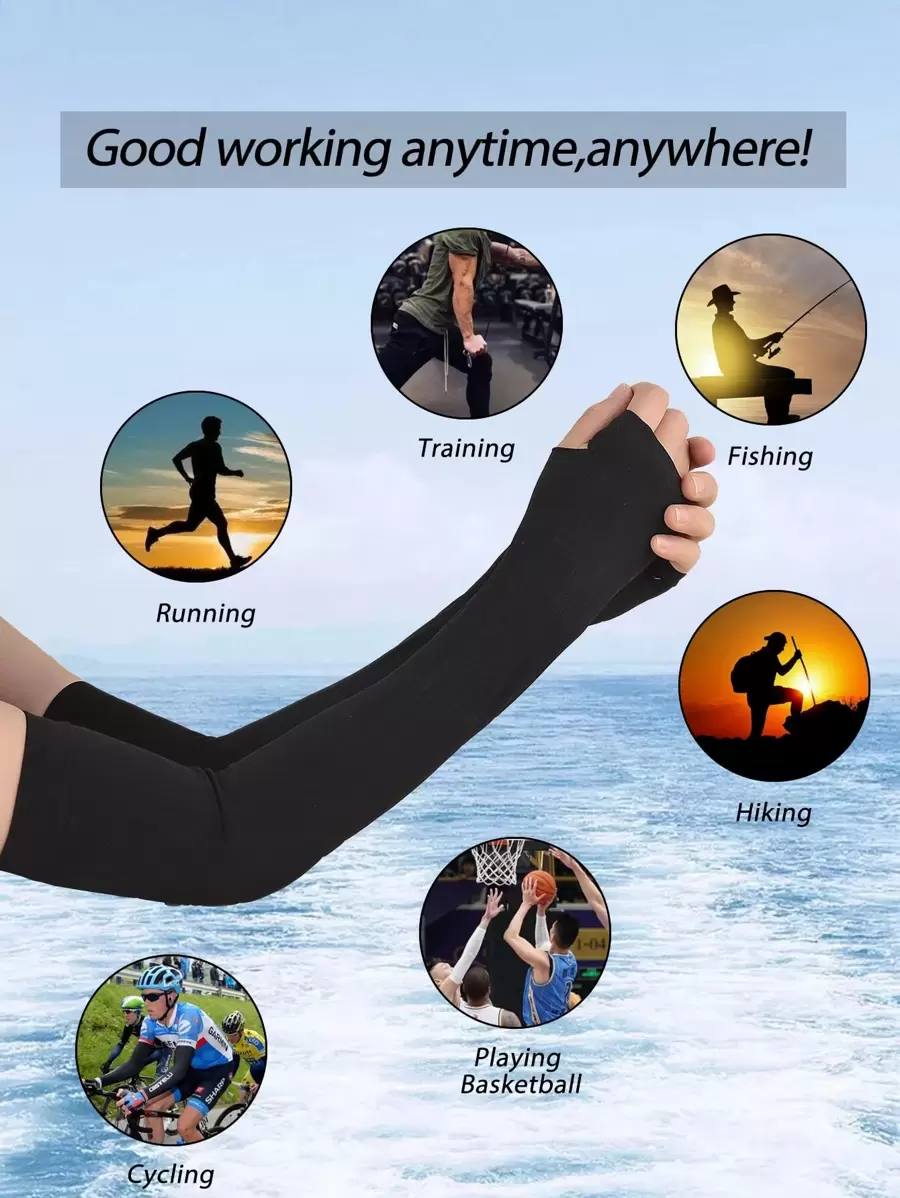 1pair Solid Sun Protection Sleeves Halloween Summer - Black - View 1