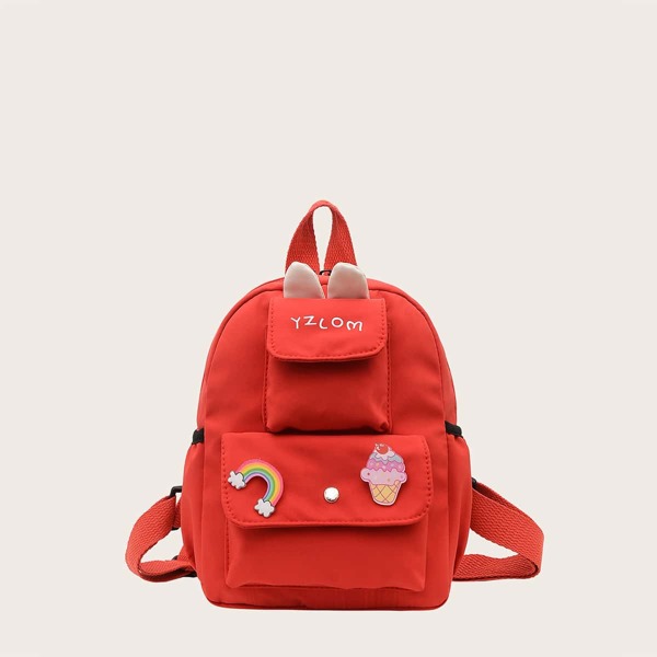 

Girls Cartoon Decor Backpack, Red